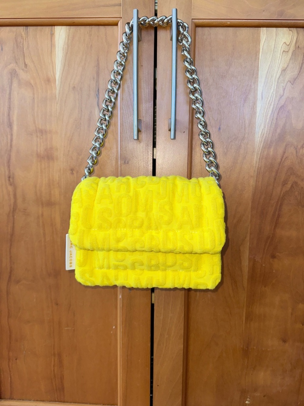 Marc Jacobs Puffy Monogram Chain Shoulder Bag Bright Yellow Jacquard | Like New - Picture 3 of 13